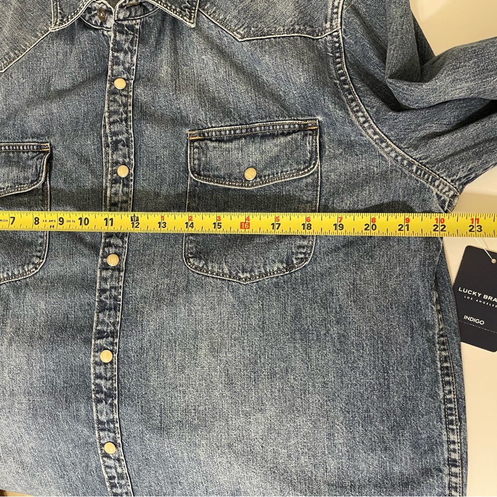 New LUCKY BRAND Womens Washed Denim Snap Front Button Down Shirt Large - Picture 8 of 11